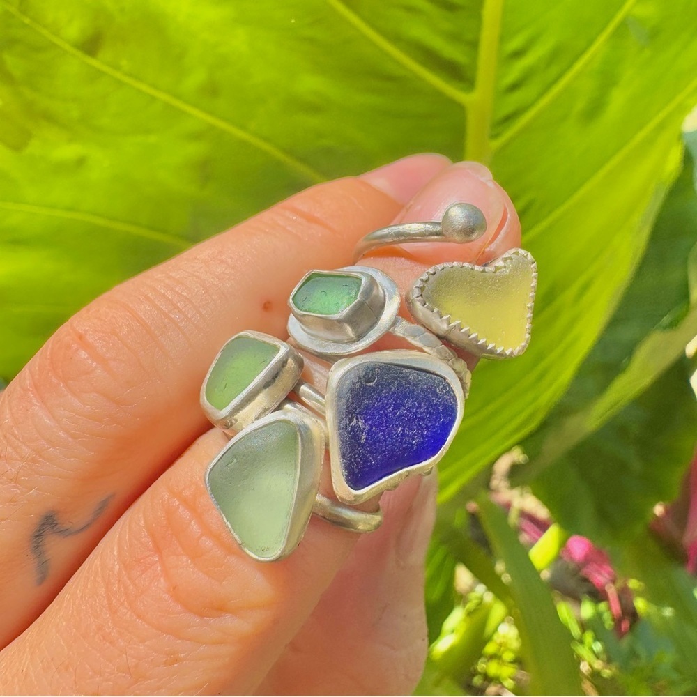 Cobalt blue sea glass natural tumbled sea glass sterling & fine silver - Picture 3 of 3